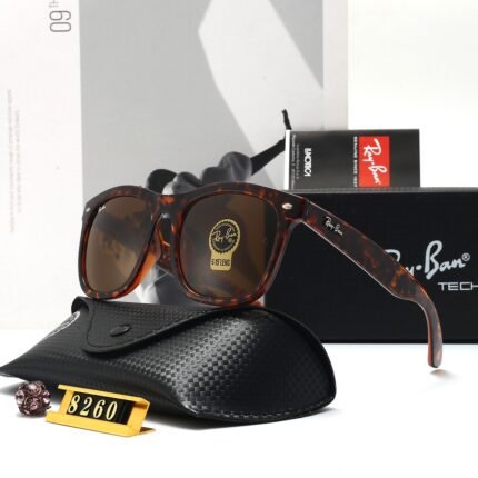 RAY BAN dark brown tortoiseshell pattern and brown lens sunglasses