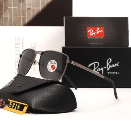 RAY BAN khaki and black polarized lens square frame sunglasses