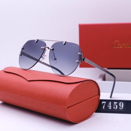 Cartier pilot silver and dark blue gradient sunglasses