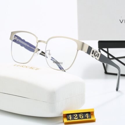 VERSACE Silver and Black Logo Optical Glasses