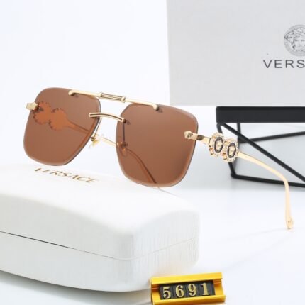 VERSACE pilot gold and brown square sunglasses