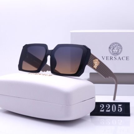 VERSACE black framed purple edged and dark blue gradient lenses square fashionable sunglasses