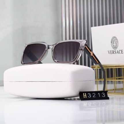 VERSACE black and transparent borders and dark purple gradient square striped sunglasses