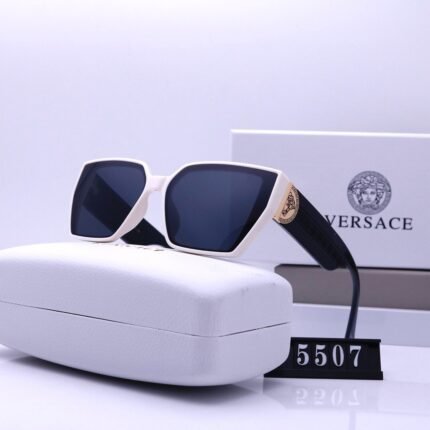 VERSACE white black and dark blue boxed large frame trendy sunglasses