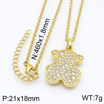TOUS 2024 New Multi Color Stainless Steel Material Bear Gem Inlaid Necklace Pendant