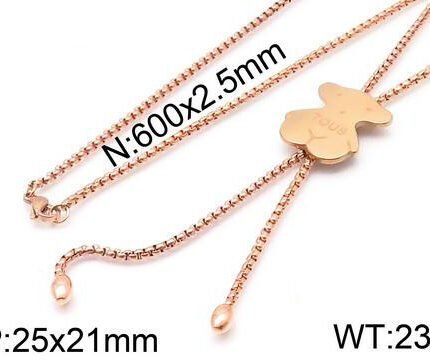 TOUS Stainless Steel Multi Color Spanish Bear Pendant Necklace