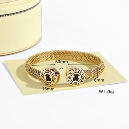 TOUS 925 Silver Gold Black Spanish Bear Bracelet