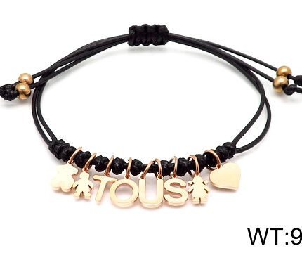 TOUS Letter 925 Silver Rose Gold Small Circular Small Bear Love Hand Rope