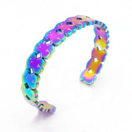 TOUS Stainless Steel Material Colorful Geometric Bear Arrangement Combination Bracelet