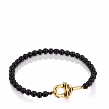 Bracelet with 18kt gold plating over silver and onyx TOUS MANIFESTO