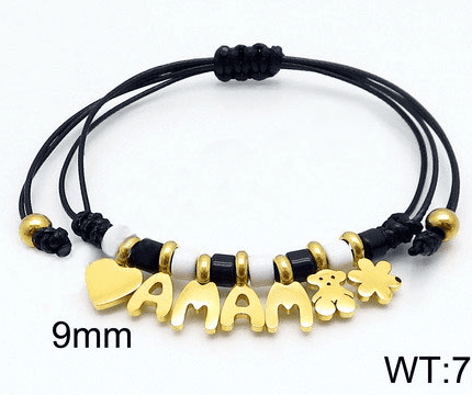 TOUS 925 Silver MAMA White Black Zircon Rope Wearing Bear Love Hand Rope