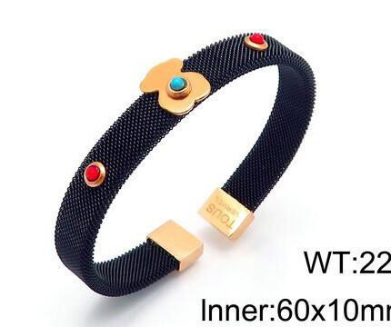 TOUS stainless steel material multi colored red and blue zircon embellished teddy bear bracelet