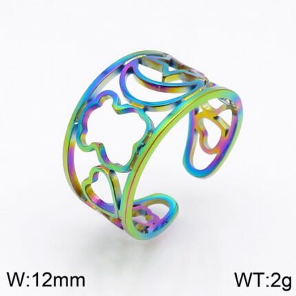TOUS Stainless Steel Multi Pattern Frame Ring