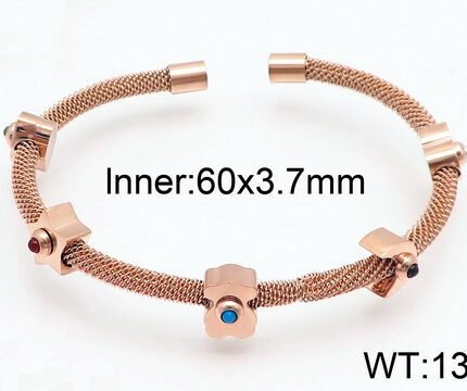 TOUS Stainless Steel Multi Color Zircon Multi Pattern Ring Bracelet