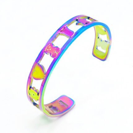 TOUS Stainless Steel Colorful Multi Shape Bear Bracelet