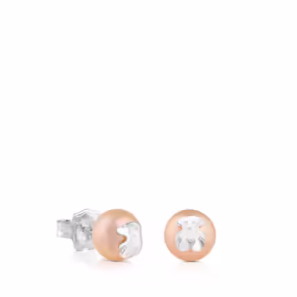 Silver TOUS Bear Earrings with Pearl