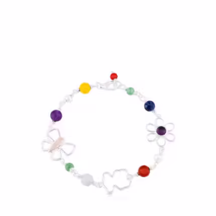 Silver Poem Bracelet with Gemstones