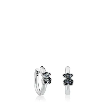 Silver TOUS Gen Hoop Earrings with Spinels