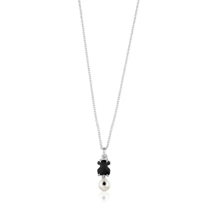 Silver Erma Necklace with Onyx, Pearl and Spinel
