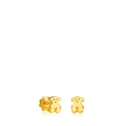 Gold Puppies Earrings Bear motif
