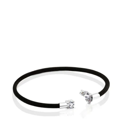 Steel and White Gold Eklat Bracelet with Topaz