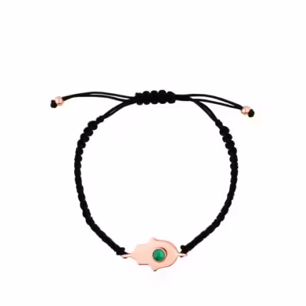 Rose Vermeil Silver Super Power Bracelet with Cord and Malachite