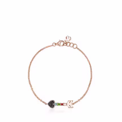San Valentín arrow Bracelet in Rose Silver Vermeil with Gemstones