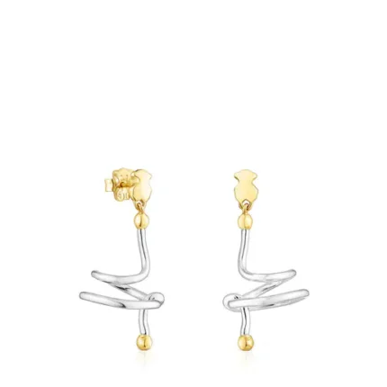 Silver and silver vermeil St. Tropez Spiral earrings with bear