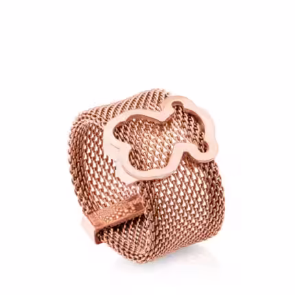 Rose IP Steel and Rose Vermeil Silver TOUS Icon Mesh Ring