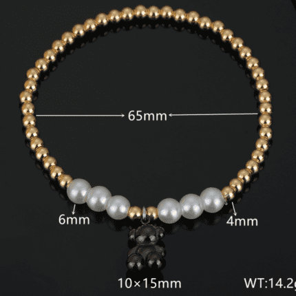 TOUS 925 Silver Spanish Bear Multiple Color Styles Round Pearl Pearl Bracelet