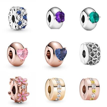 Newly designed 925 silver clips with heart-shaped gemstones in different colors