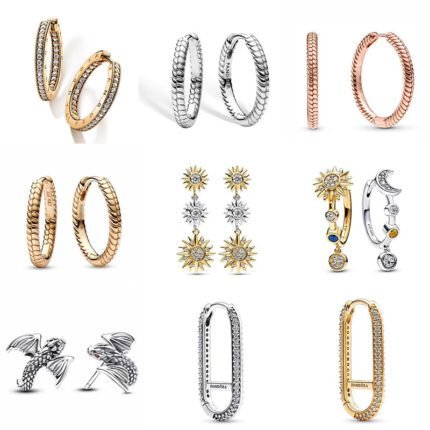 Minimally designed 925 silver sun moon shining earrings, available in multiple styles