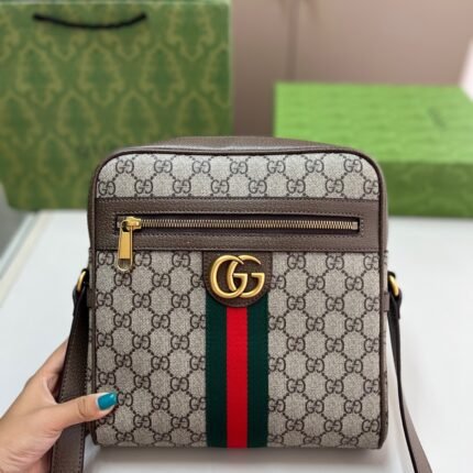 One-shoulder messenger bag, canvas and leather combination one-shoulder crossbody bag, mini